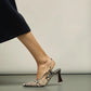 Snake Print Leather Sling Back