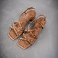 Suede Block Heel Sandal With Studs