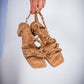 Suede Block Heel Sandal With Studs