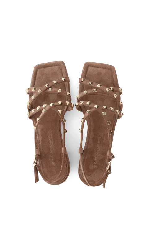 Suede Block Heel Sandal With Studs