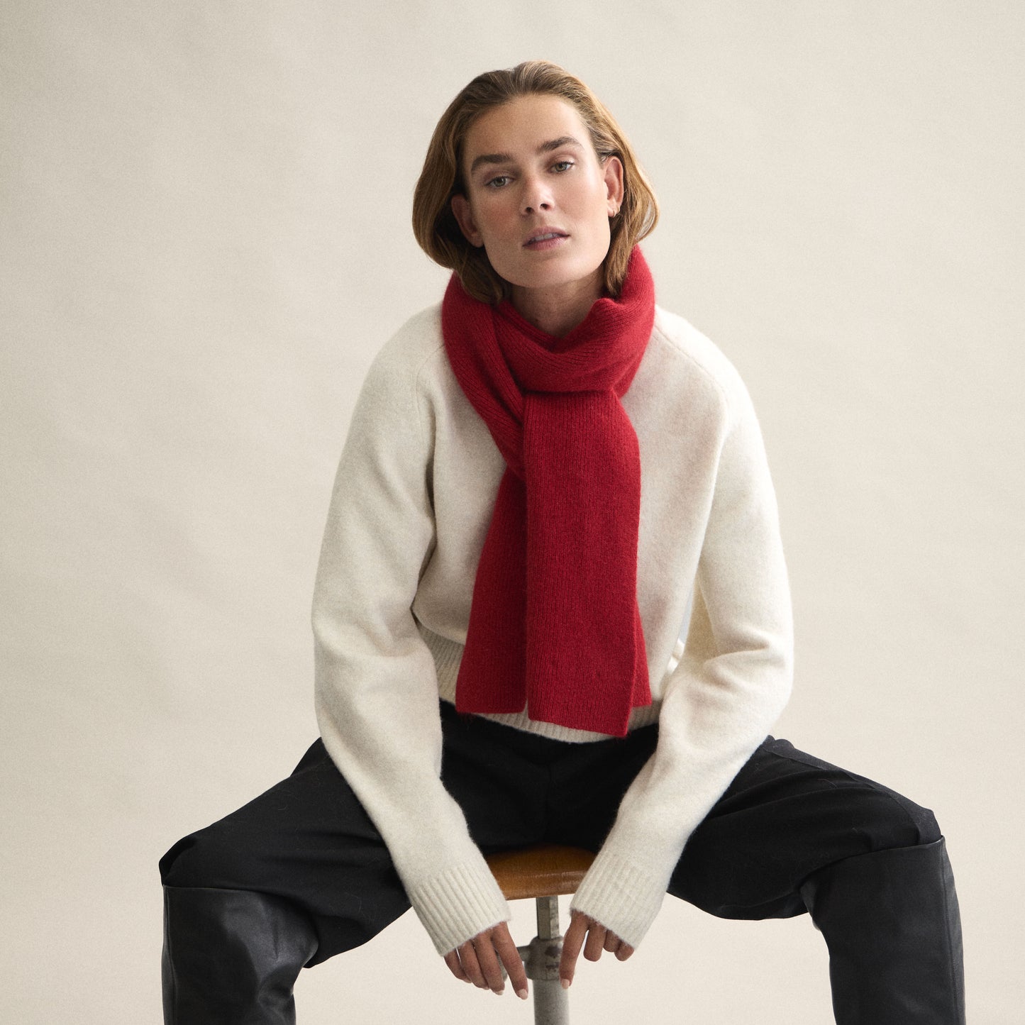 Ribbed Scarf In Framboise