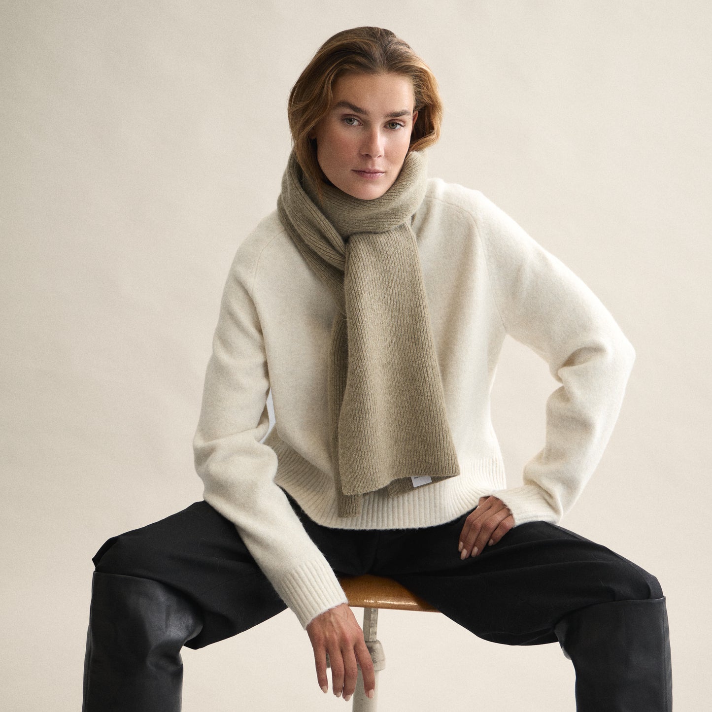 Ribbed Scarf In Clay