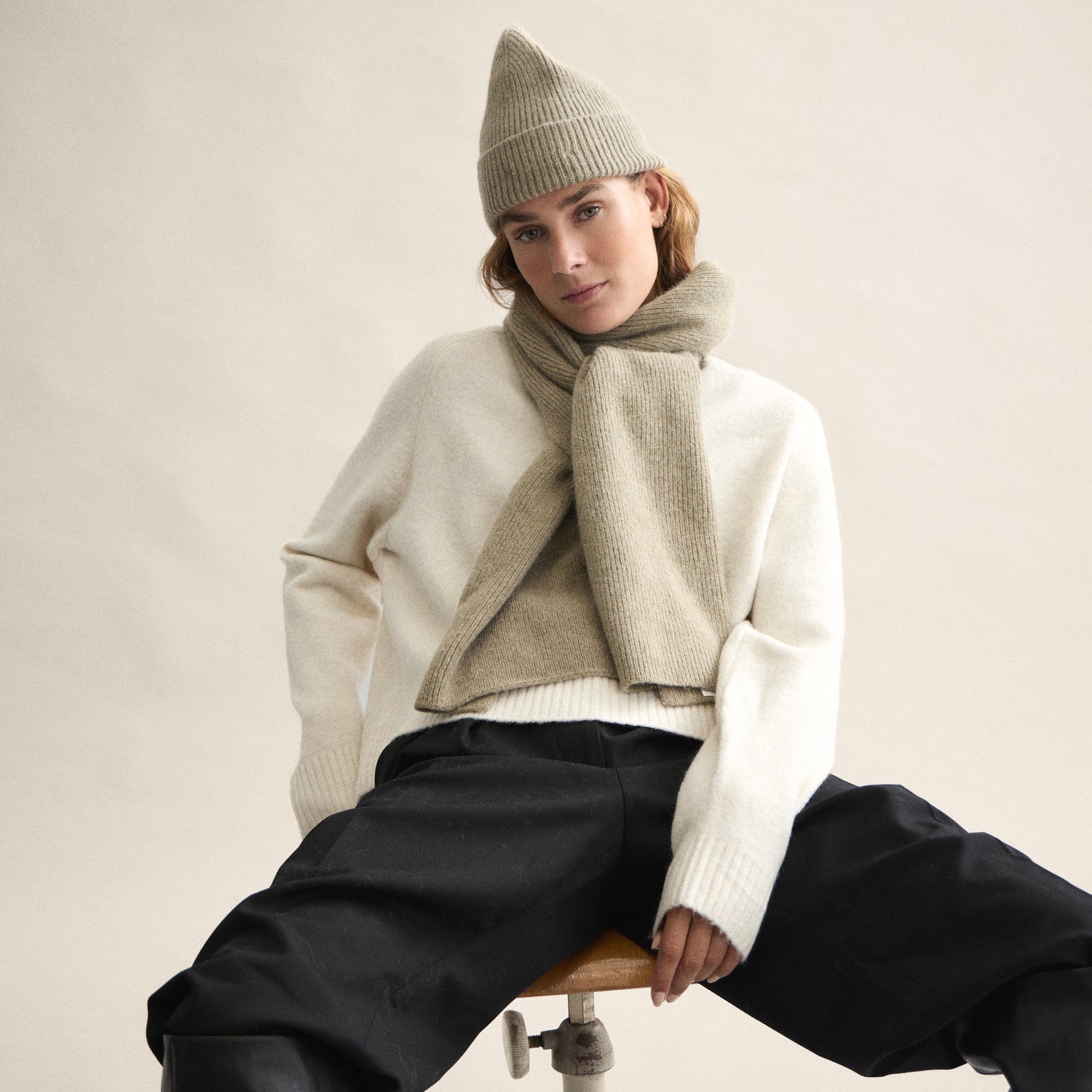 Ribbed Scarf In Clay