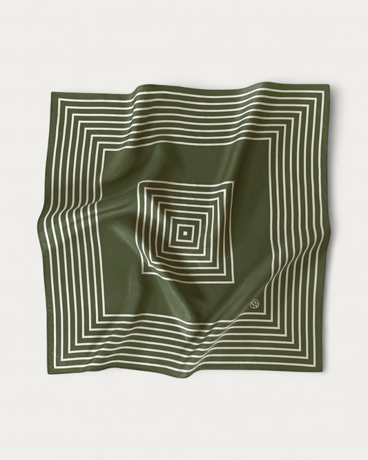 Lescarf Striped Scarf Green/Cream 50X50 - view 1