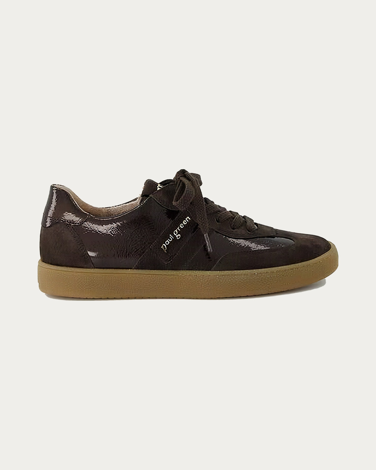 Paul Green Brown Suede Gum Sole Sneaker, side view