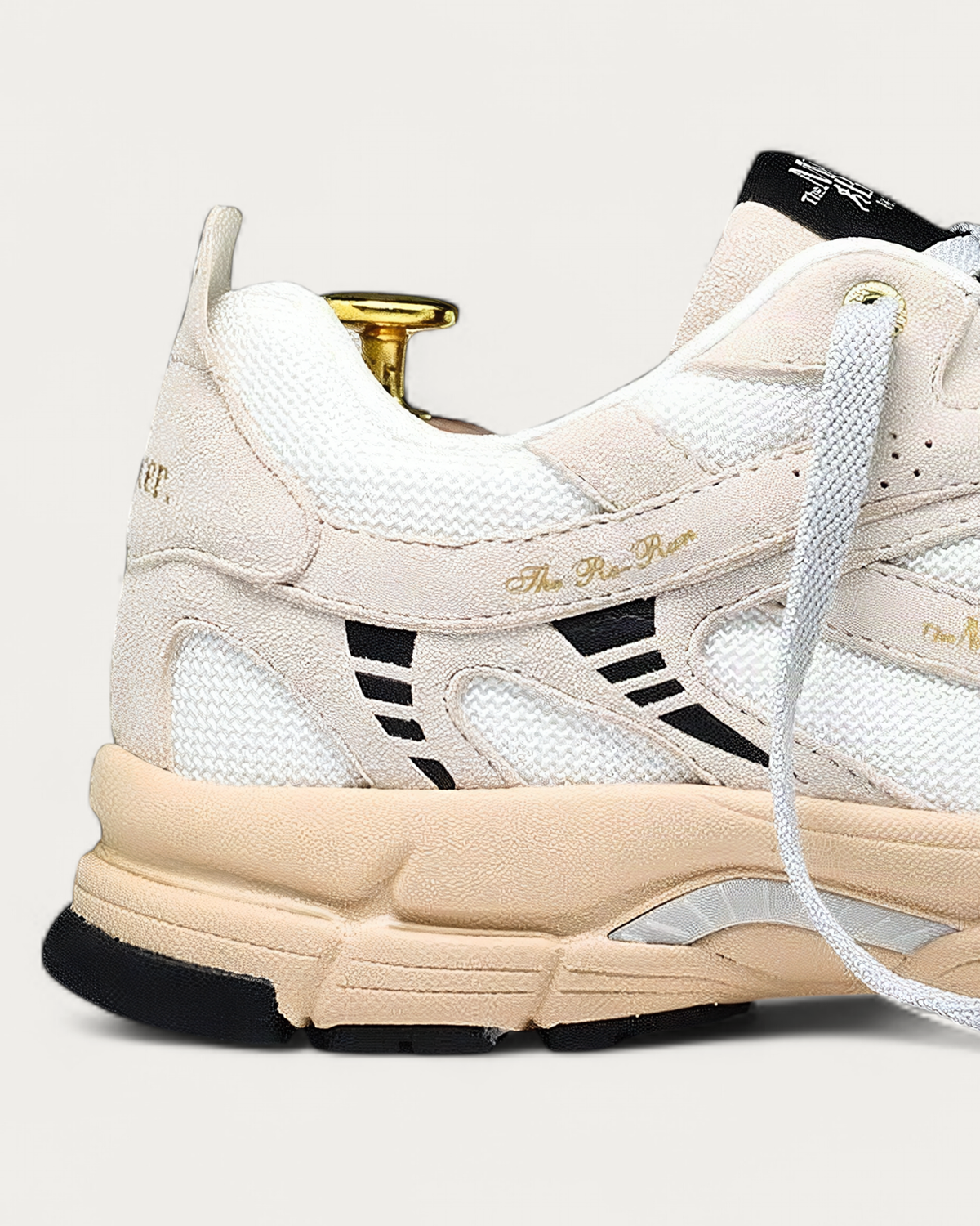 The Mercer Brand Re-Run Desert Off White Sneaker, heel detail