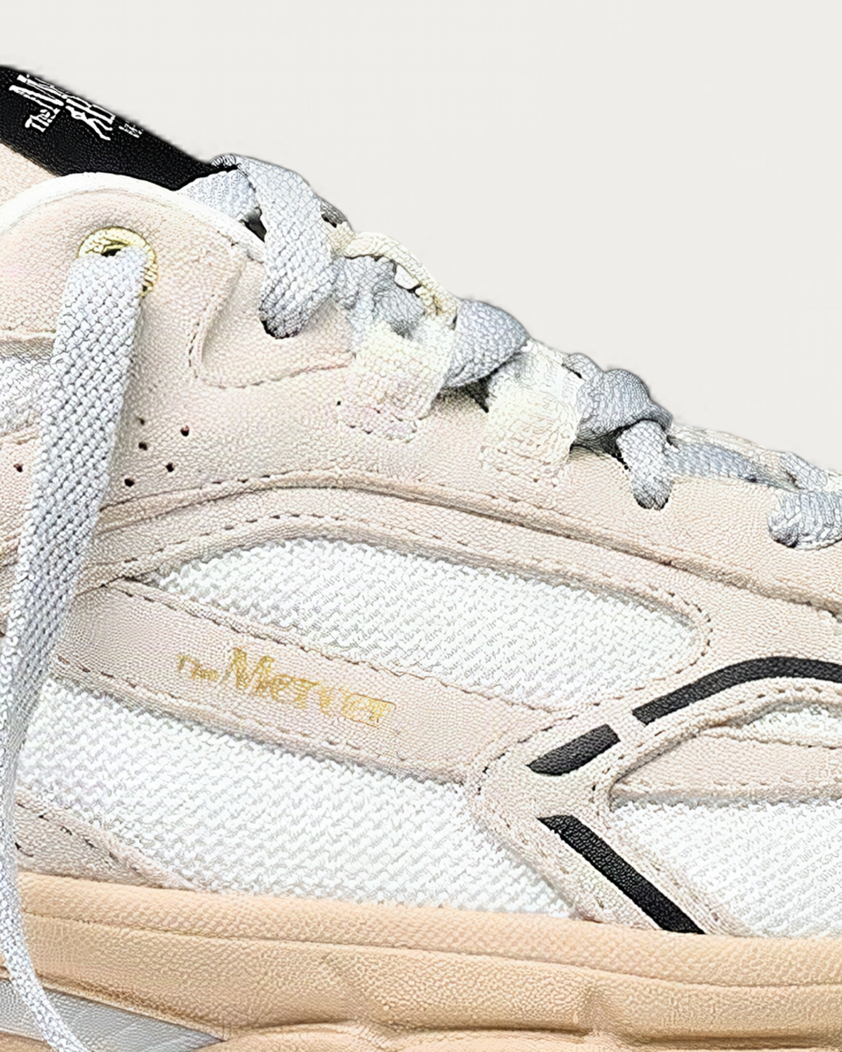 The Mercer Brand Re-Run Desert Off White Sneaker, upper detail