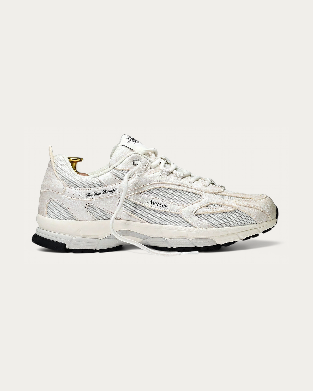 The Mercer Brand Re-Run Pineapple White Sneaker, side profile