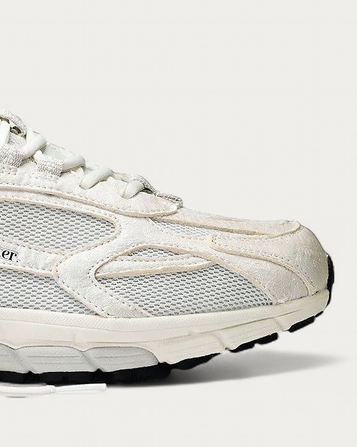 The Mercer Brand Re-Run Pineapple White Sneaker, toe detail