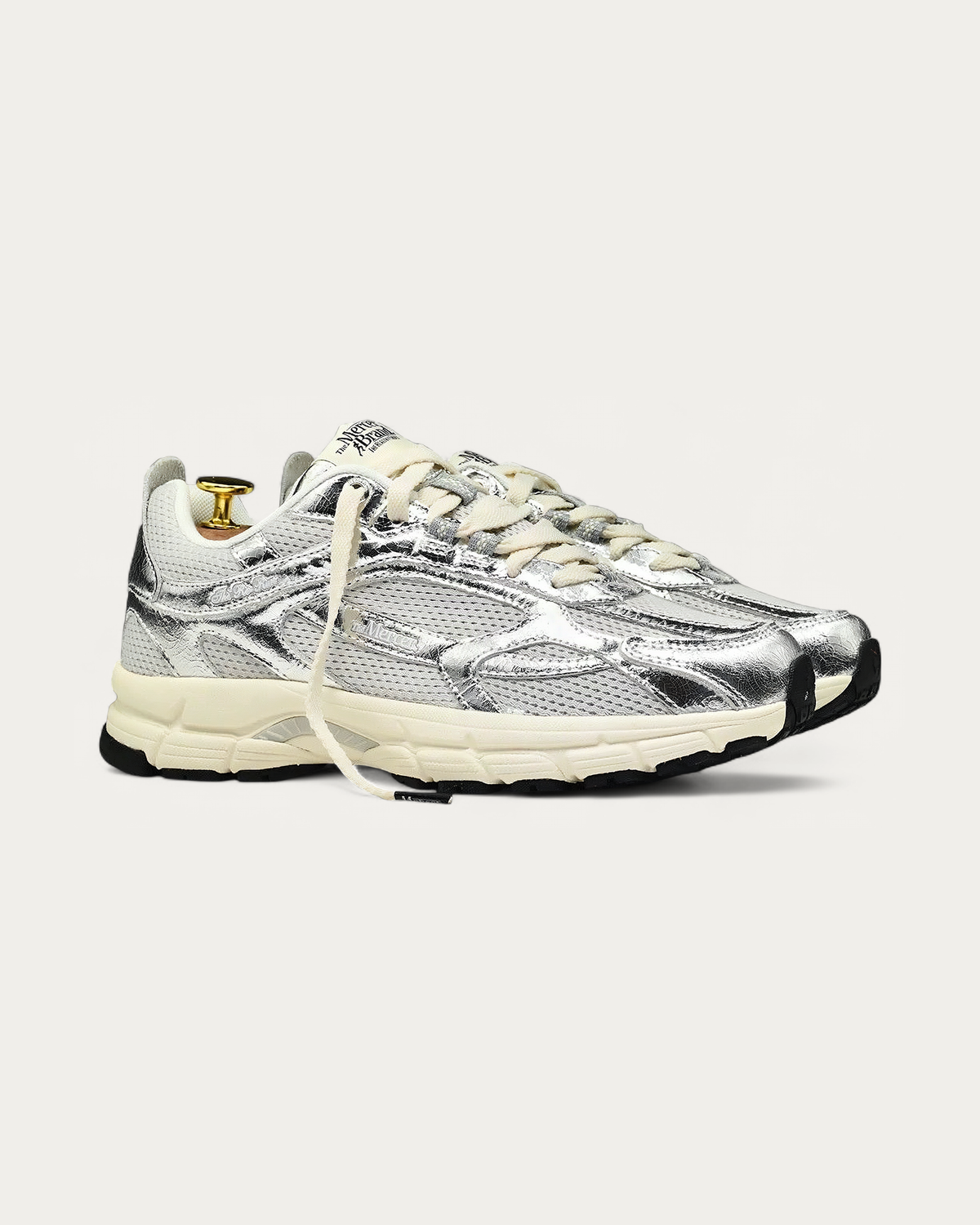 The Mercer Brand Re-Run Silver Sneaker, three-quarter view