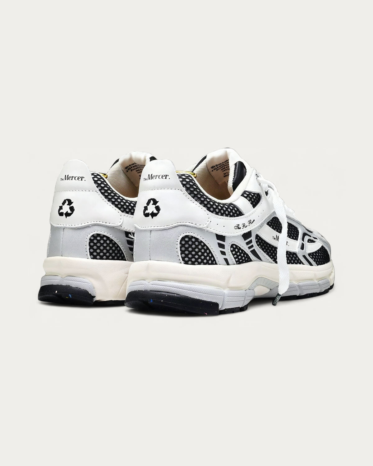 The Mercer Brand Re-Run White Silver Black Sneaker, back view