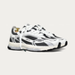 The Mercer Brand Re-Run White Silver Black Sneaker, three-quarter view