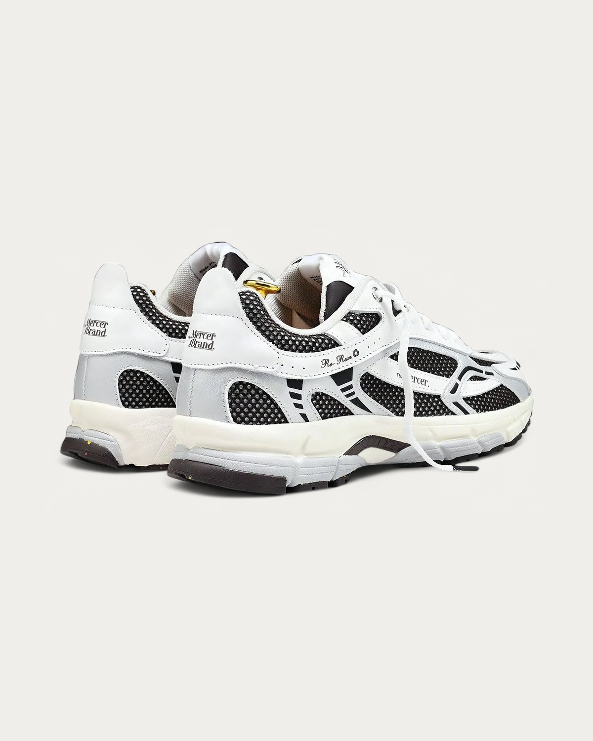 The Mercer Brand Re-Run White Silver Sneaker, back view