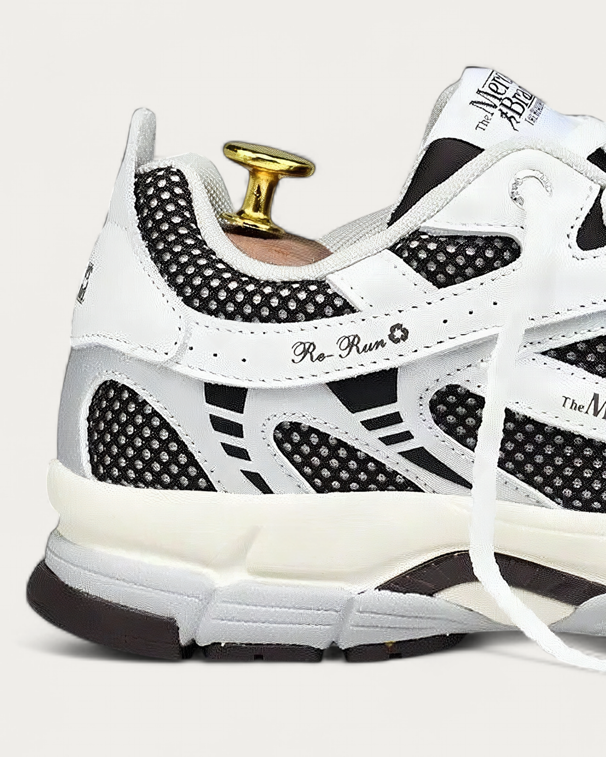 The Mercer Brand Re-Run White Silver Sneaker, heel detail