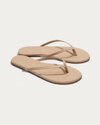 TKEES Flily Nudes Sunkissed Beige Leather Flip Flop, three-quarter view