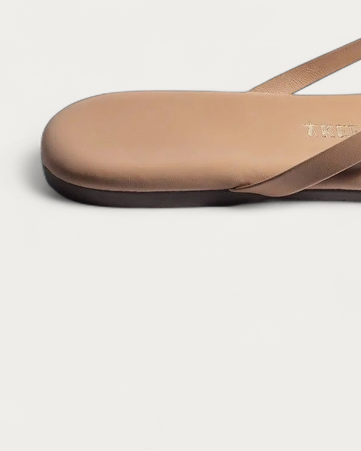 TKEES Foundation Cocobutter Leather Flip Flop, heel detail