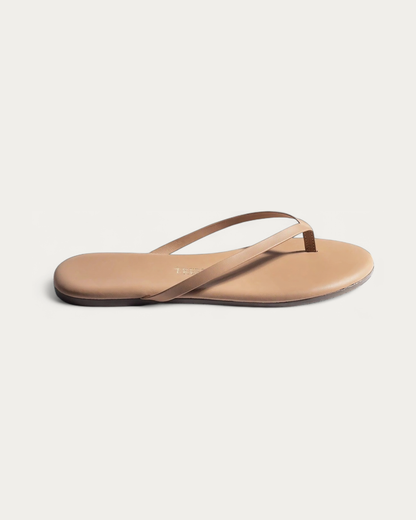 TKEES Foundation Cocobutter Leather Flip Flop, side profile