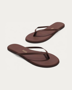 TKEES Lily Nudes Cappucino Brown Leather Flip Flop, three-quarter view