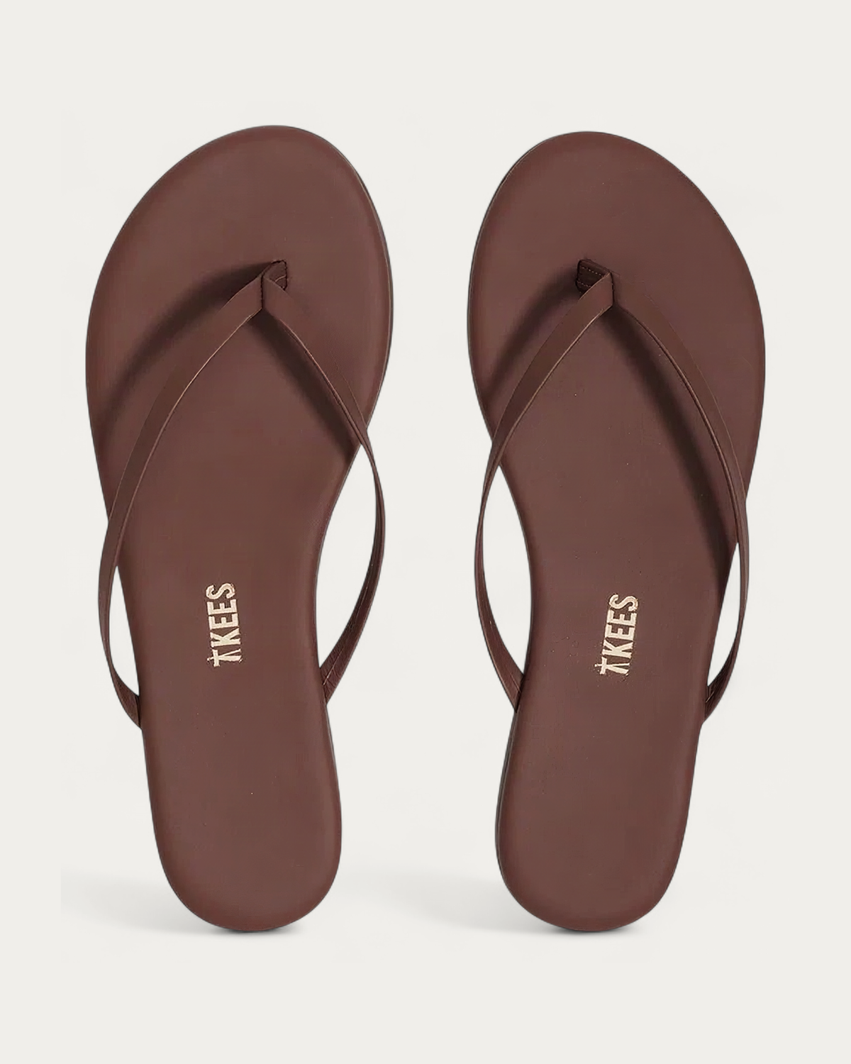 TKEES Lily Nudes Cappucino Brown Leather Flip Flop, top view