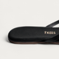 TKEES Liner Sable Black Leather Flip Flop, heel detail