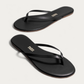 TKEES Liner Sable Black Leather Flip Flop, three-quarter view