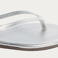 TKEES Metallics Fairylust Silver Leather Flip Flop, close-up of the straps and footbed