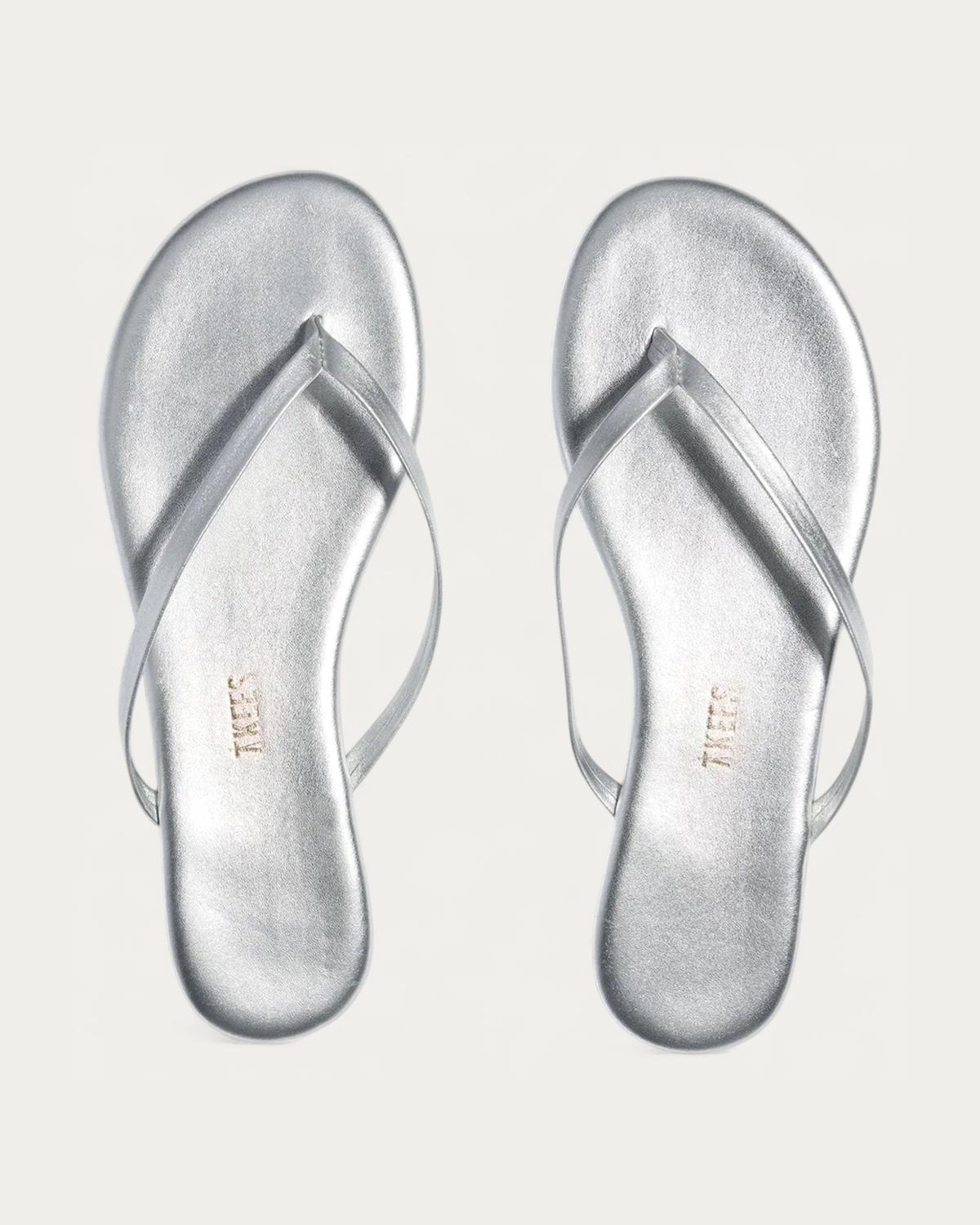 TKEES Metallics Fairylust Silver Leather Flip Flop, top view