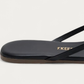 TKEES Square Toe Lily Black Leather Flip Flop, heel detail
