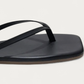 TKEES Square Toe Lily Black Leather Flip Flop, toe detail