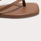 TKEES Square Toe Lily Ganache Caramel Leather Flip Flop, toe detail