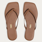 TKEES Square Toe Lily Ganache Caramel Leather Flip Flop, top view