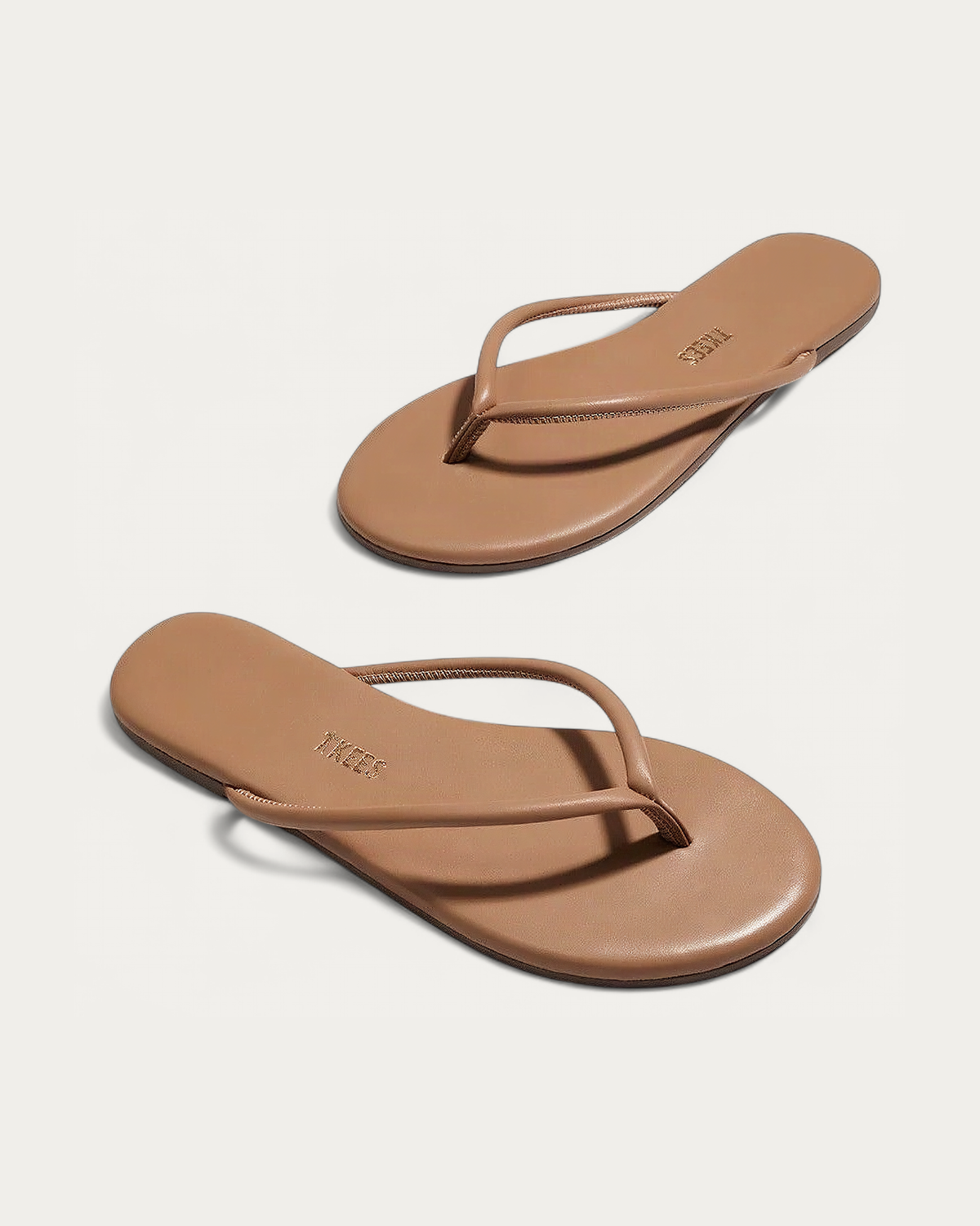 TKEES Tubular Lilly Cocobutter Ecru Flip Flop, three-quarter view