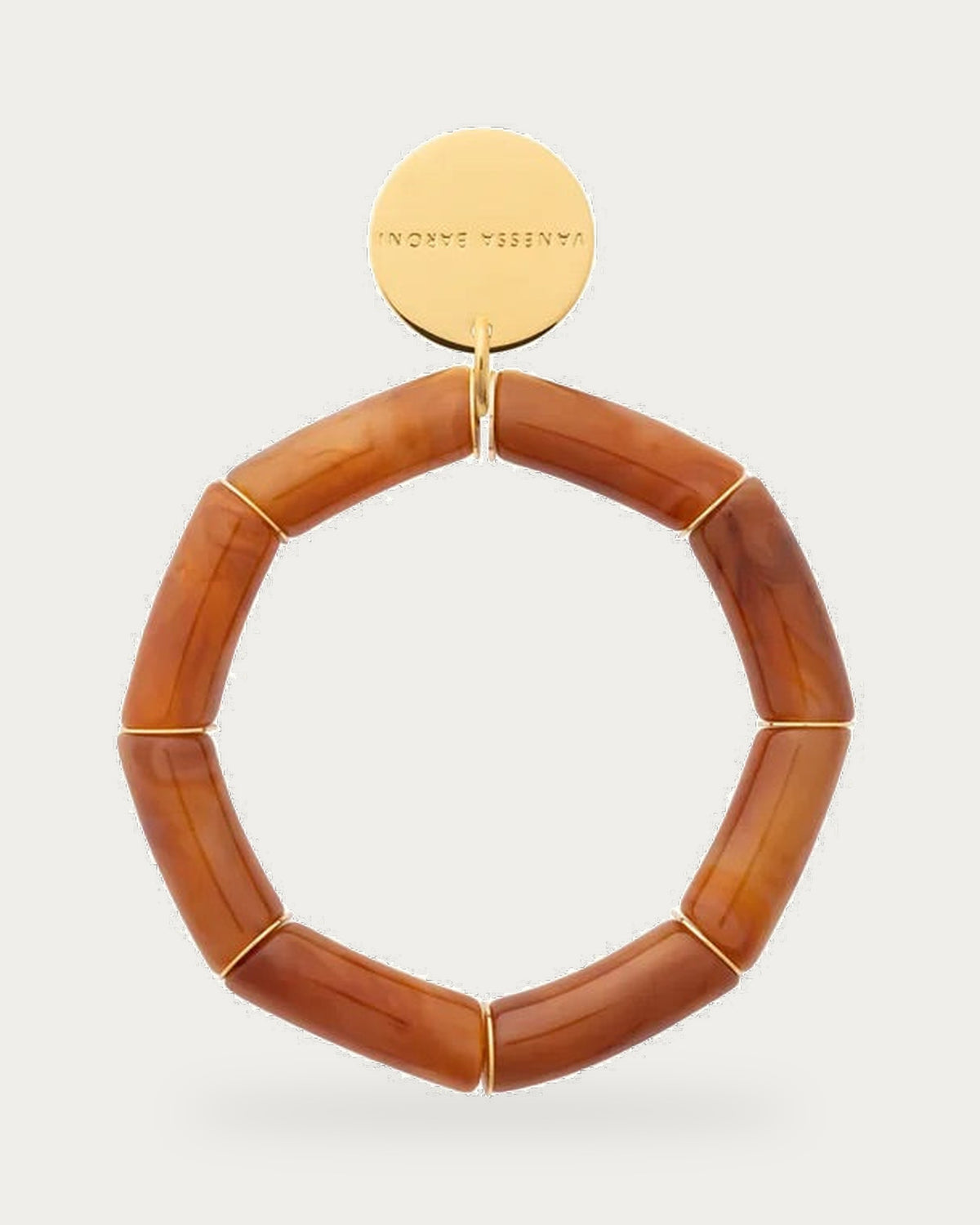 Flex Bracelet In Cognac Marble by Vanessa Baroni, product photo on a soft off-white background
