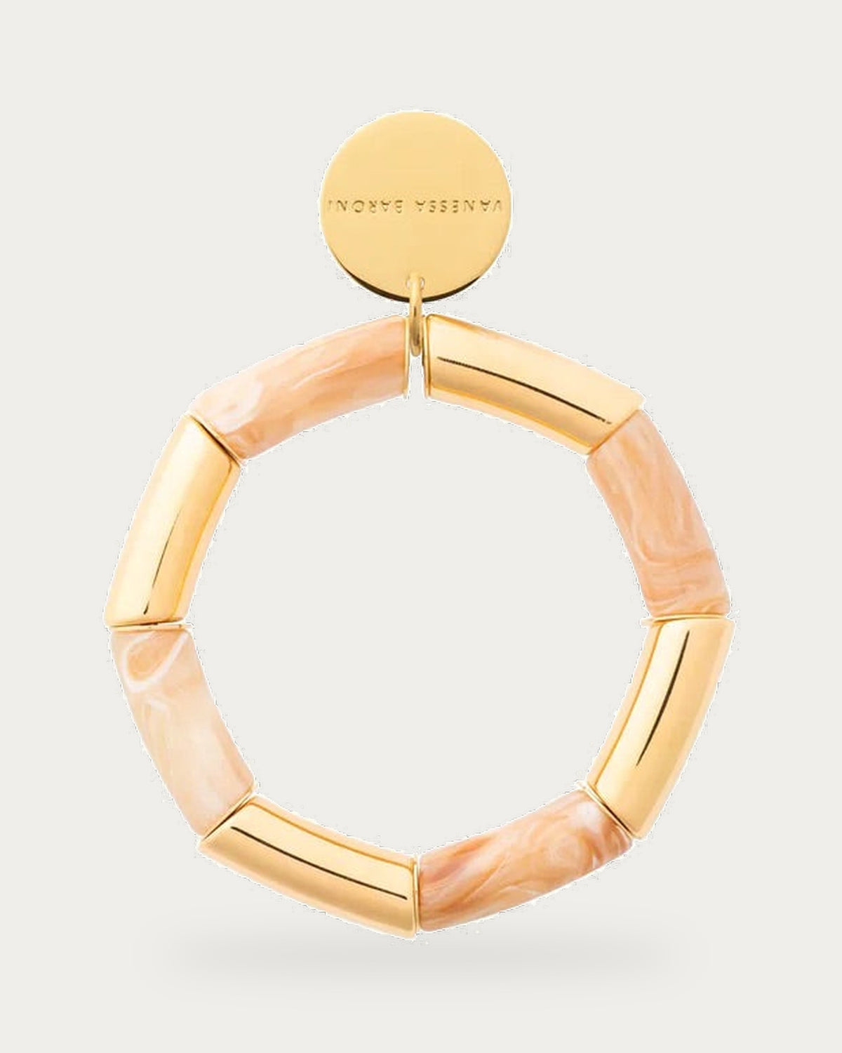 Flex Bracelet In Gold Creme Brulee by Vanessa Baroni, product photo on a soft off-white background