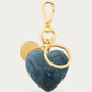 Heart Key Chain Charm In Teal Marble by Vanessa Baroni, product photo on a soft off-white background