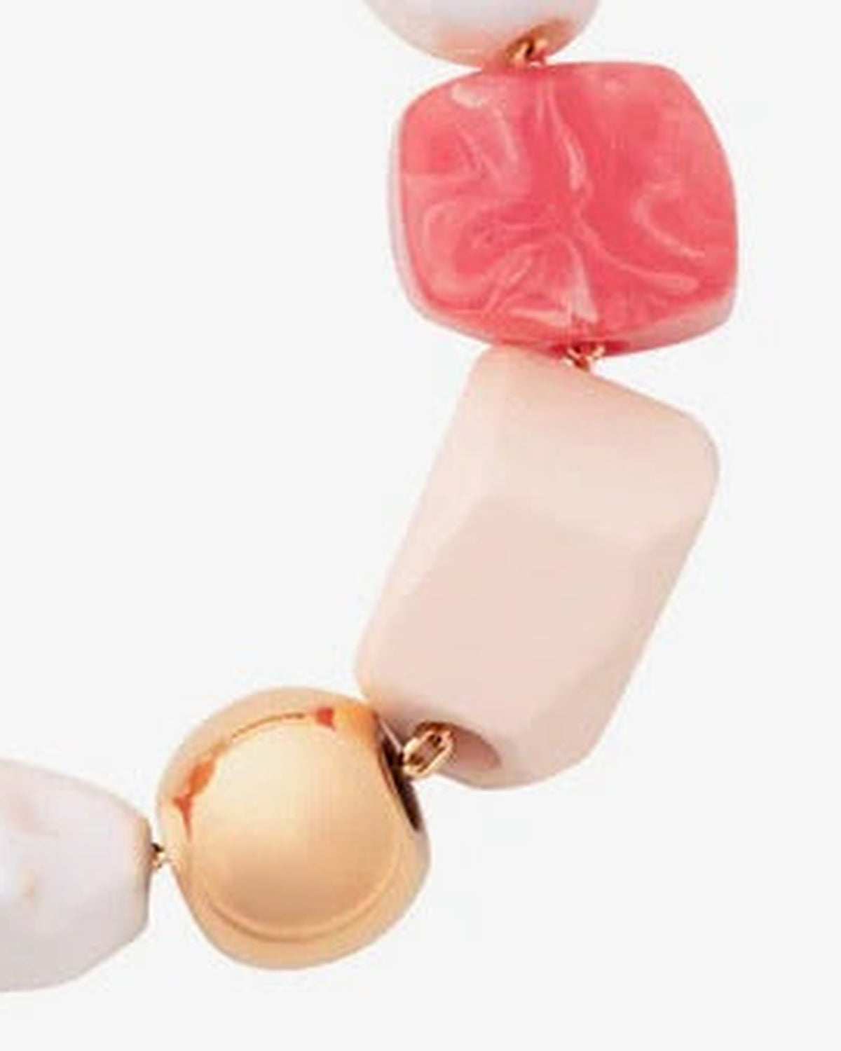 Close-up of the Ibiza Bracelet In Watermelon by Vanessa Baroni showing the beads and gold-tone beads