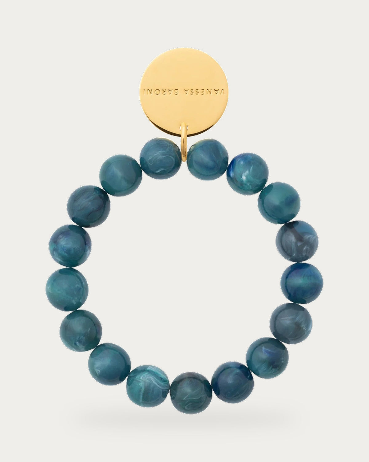 Mini Beads Flex Bracelet Teal Marble by Vanessa Baroni, product photo on a soft off-white background