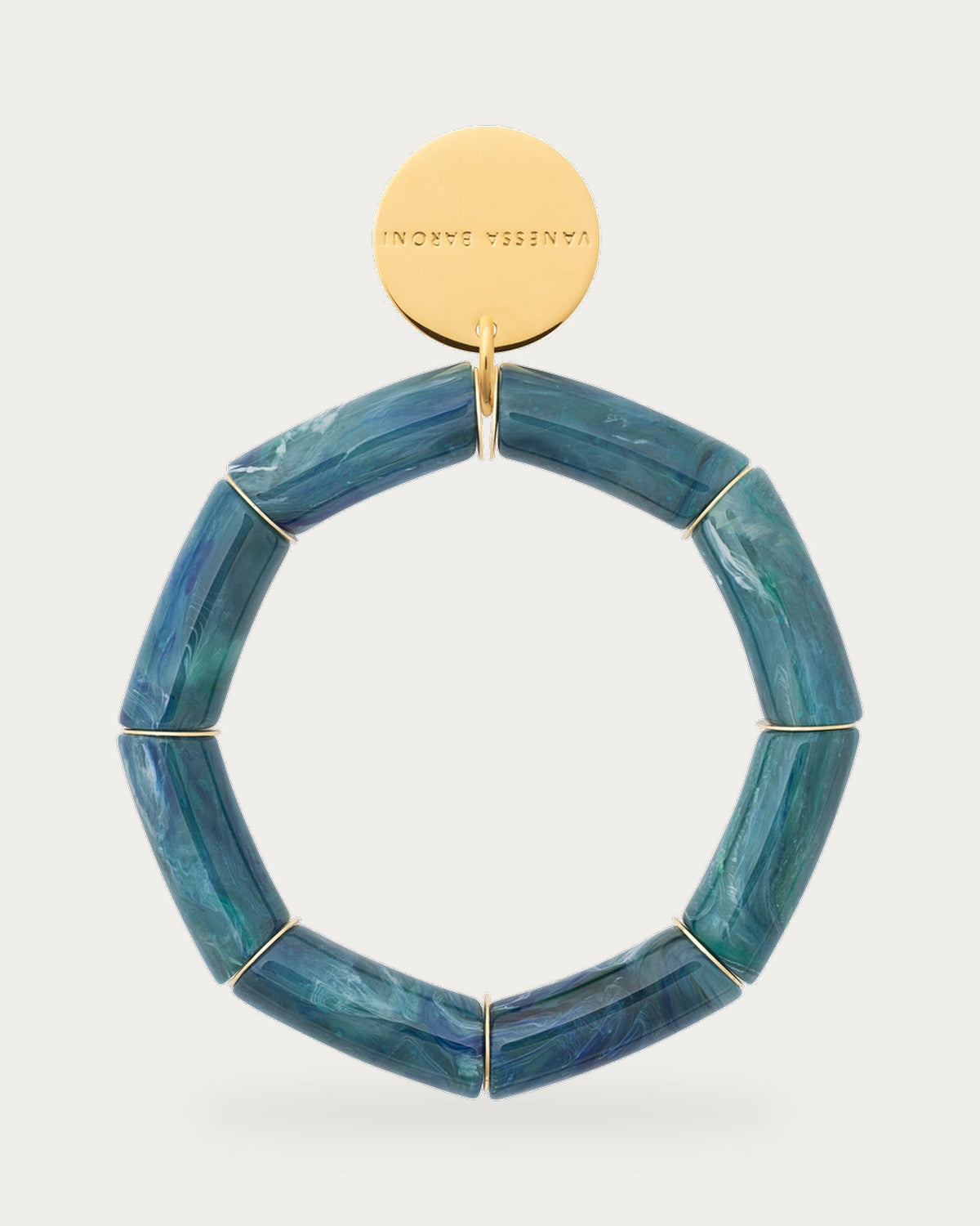 Stone Flex Bracelet In Teal Marble by Vanessa Baroni, product photo on a soft off-white background