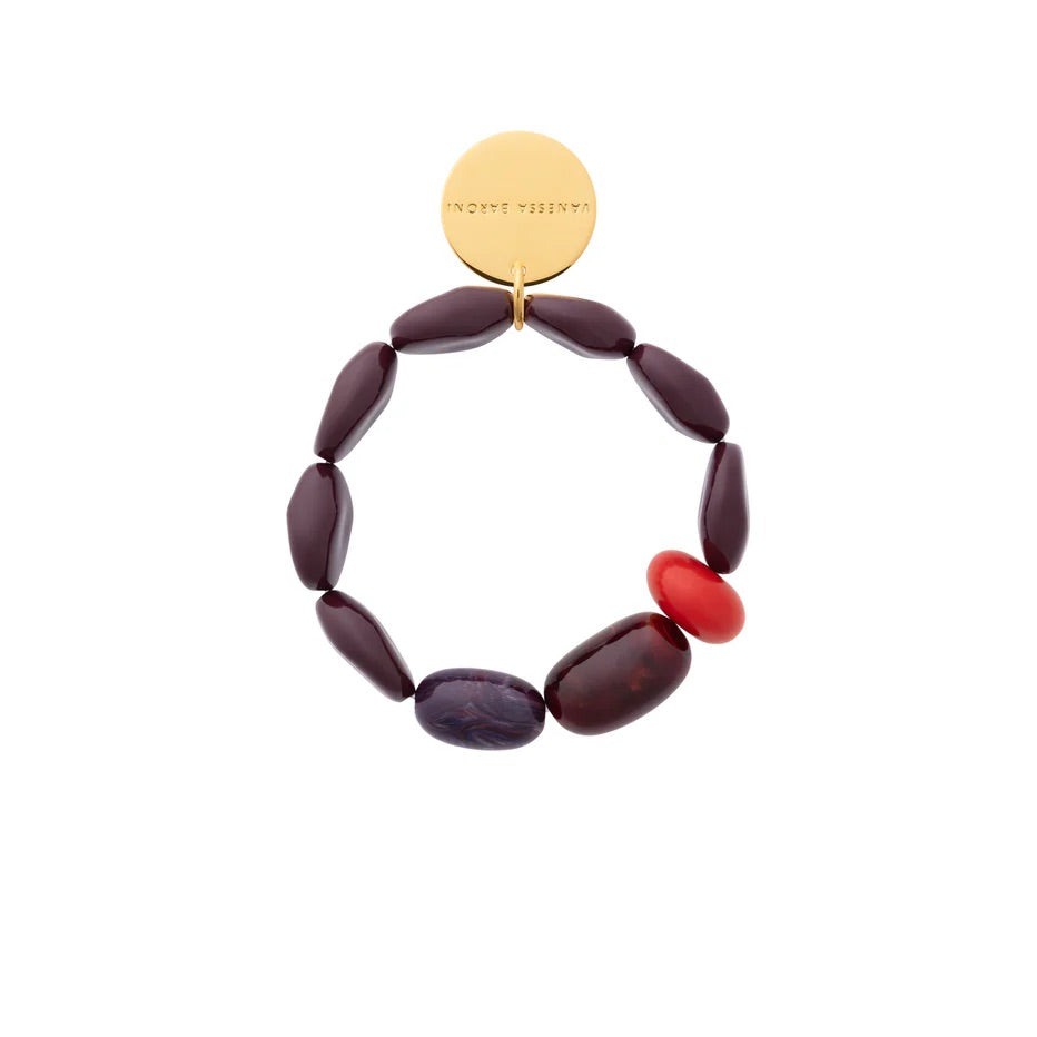 Unique Flex Bracelet Aubergine by Vanessa Baroni, front view on a white background