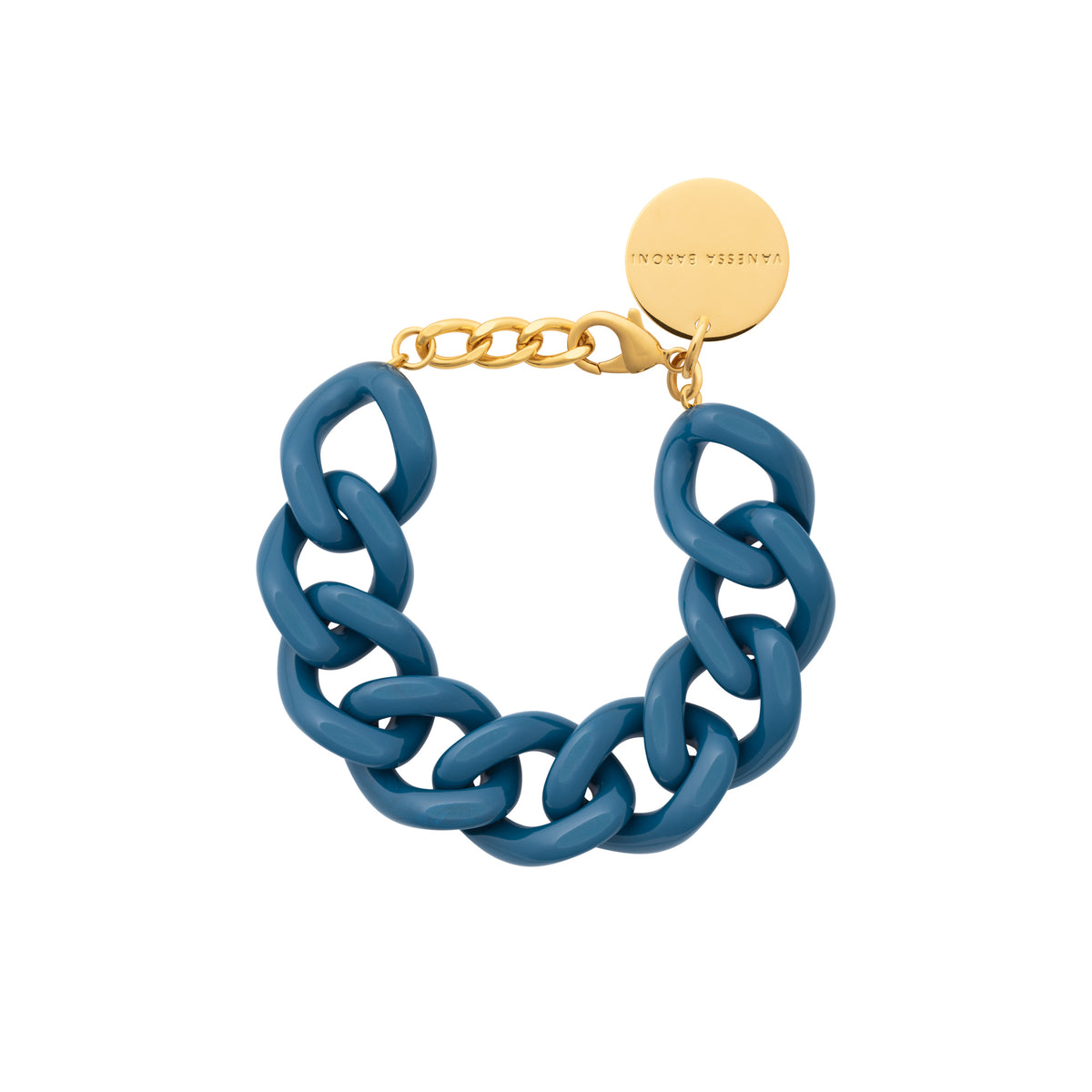 Flat Chain Bracelet In Petrol by Vanessa Baroni on a white background