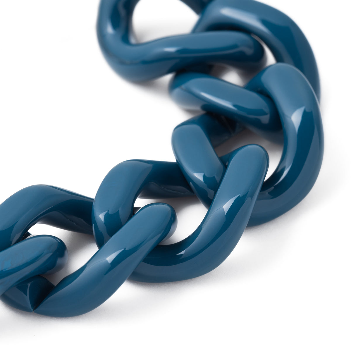 Close-up of the Flat Chain Bracelet In Petrol by Vanessa Baroni showing the material and finish