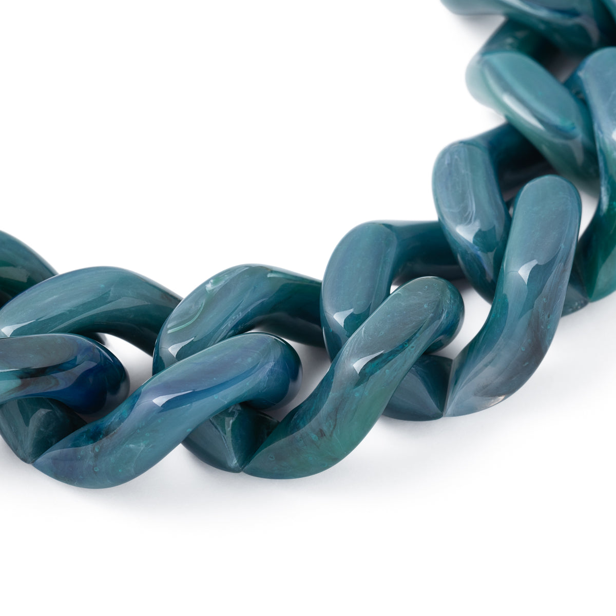 Close-up of the Great Bracelet In Teal Marble by Vanessa Baroni showing the material and finish