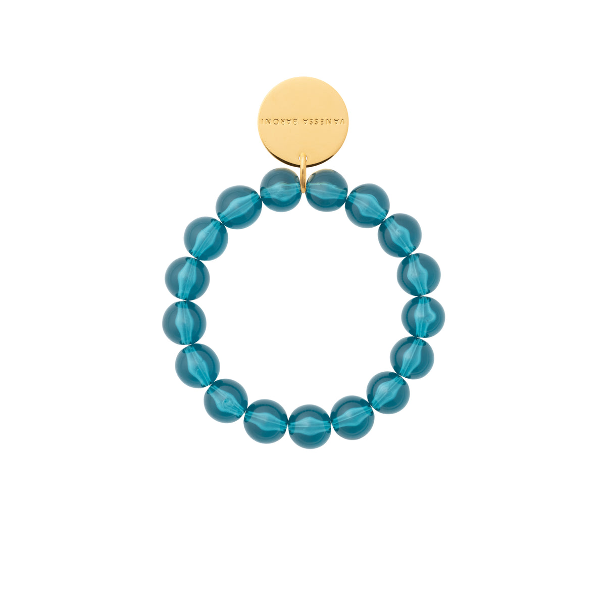 Mini Beads Flex Bracelet In Clear Teal by Vanessa Baroni on a white background