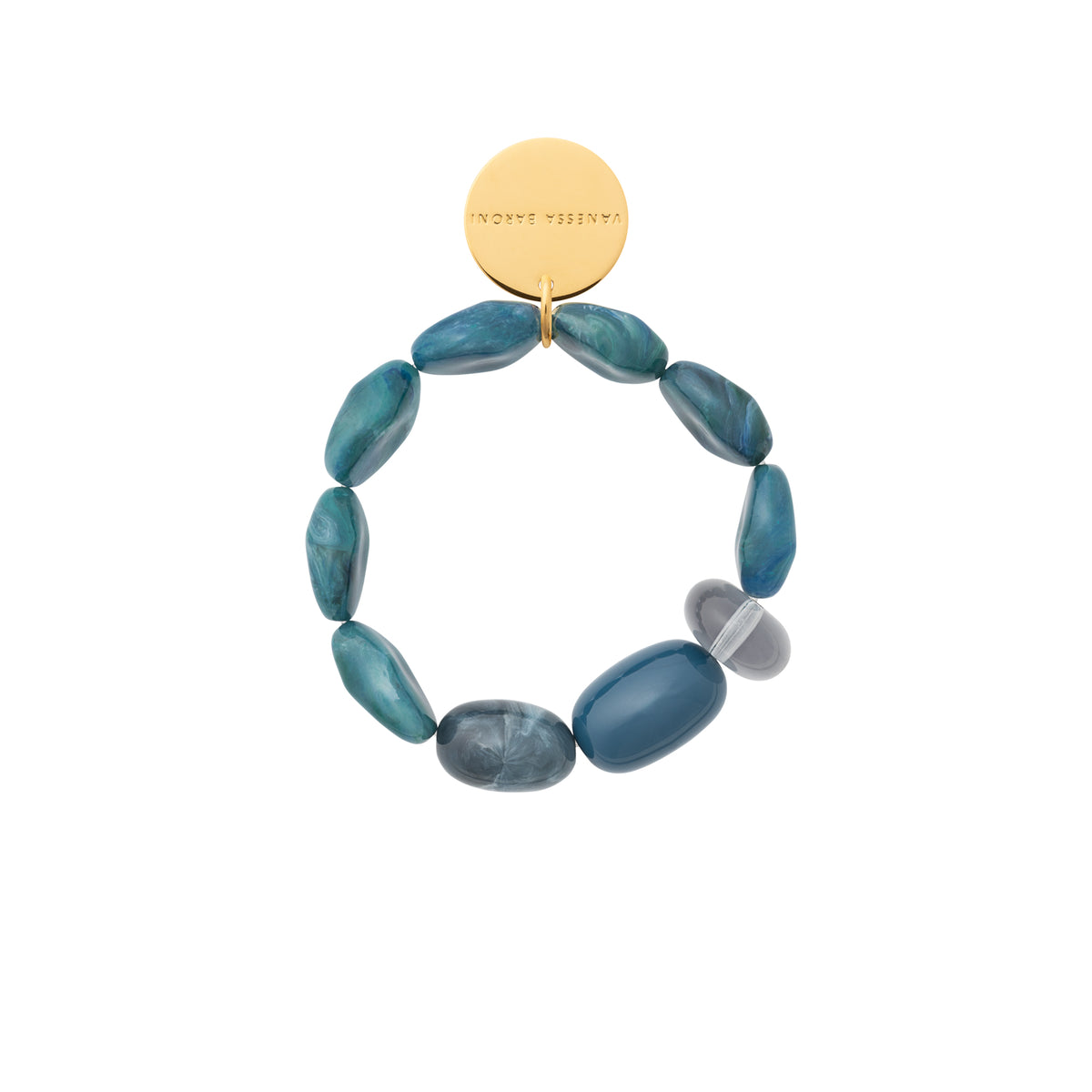 Unique Bracelet In Teal Marble by Vanessa Baroni on a white background