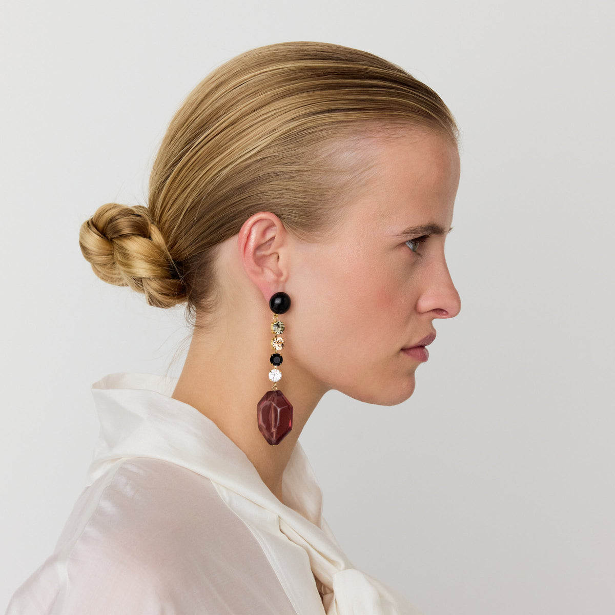 Rhinestone Clear Earring by Vanessa Baroni, worn by a model