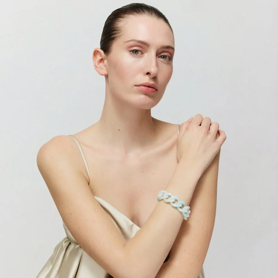 Flat Chain Bracelet In Cloud Marble