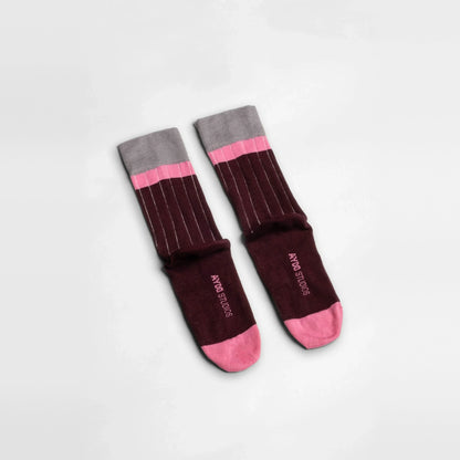Aydo Studios Varna Flow Muted Nectar socks, overhead flat lay