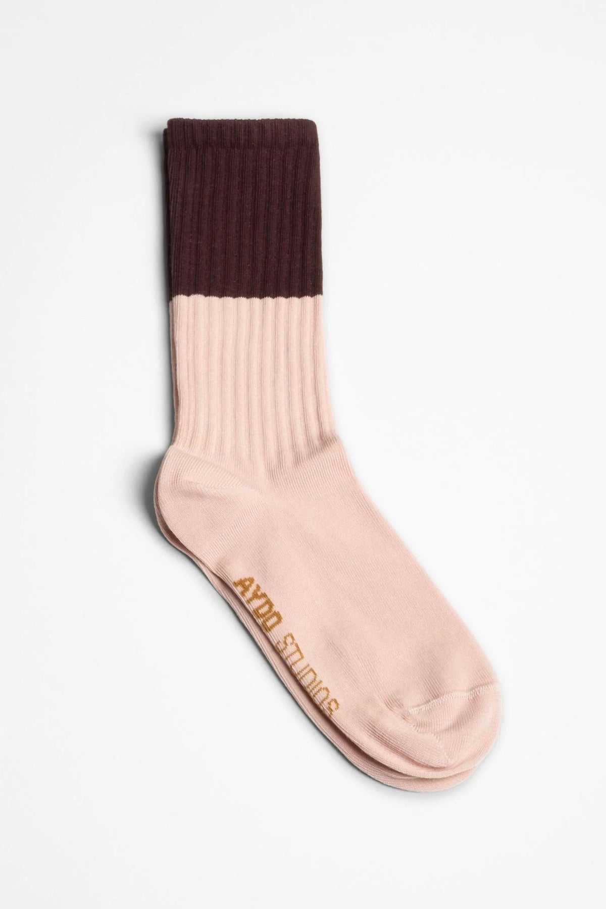 Aydo Studios Veliko Pass socks in Faded Blush, single sock side view
