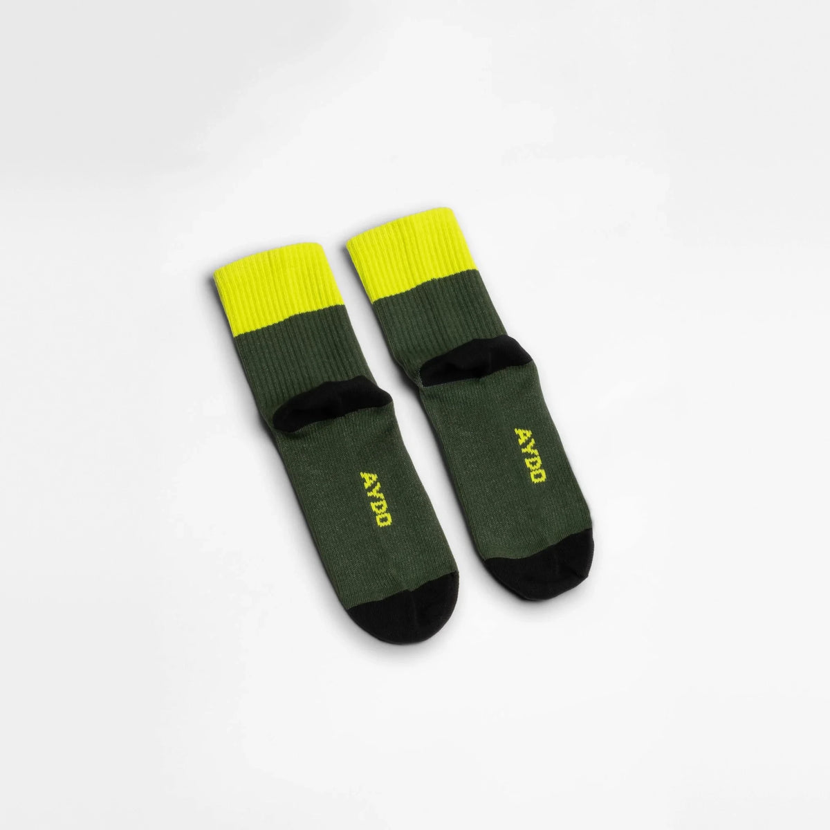 Aydo Studios Altai Route Verdant Pulse socks, overhead flat lay