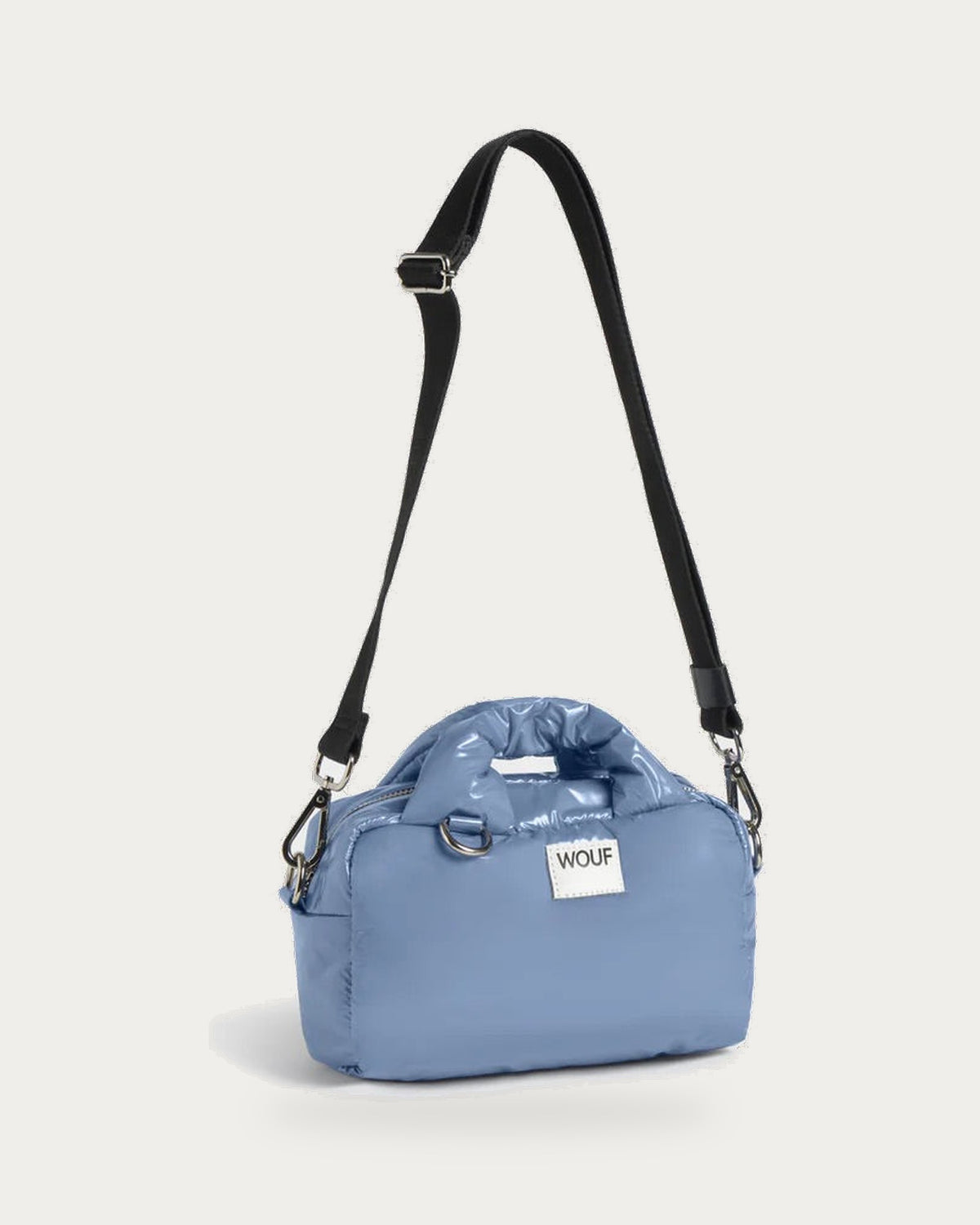 WOUF Royal Mini Bag in Recycled Fabric – front view on soft stone background